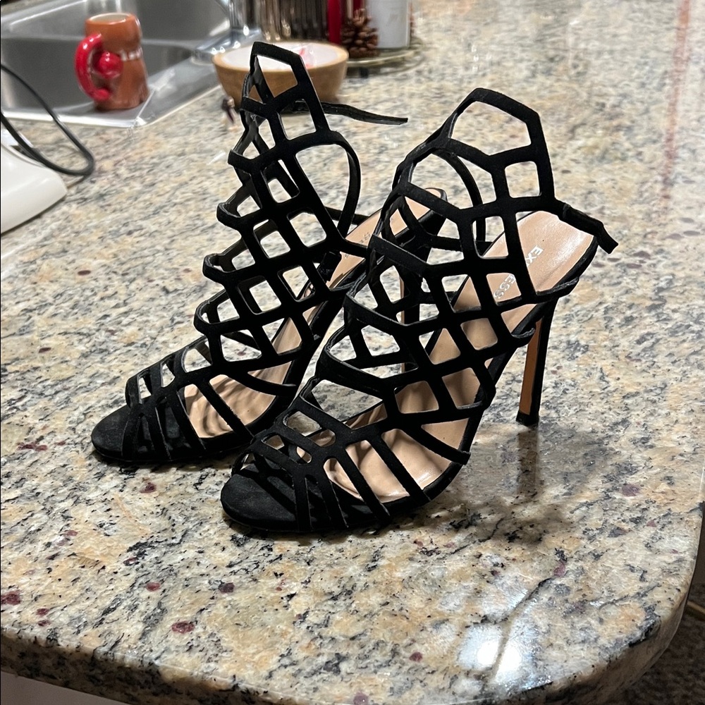 Express Black Caged Heels